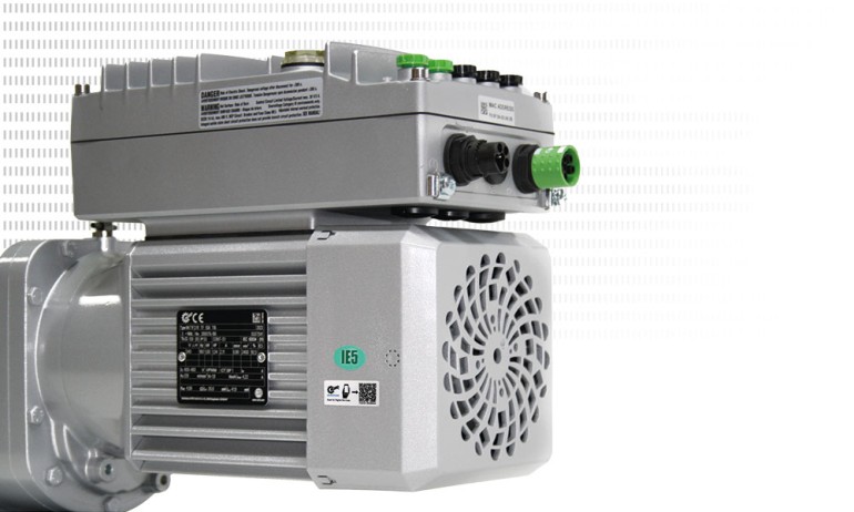 NORD gear motor showing the QR code