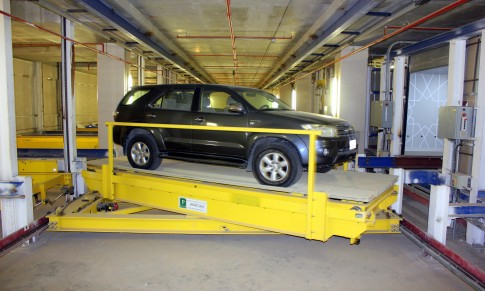 Robotic parking with a car on the platform